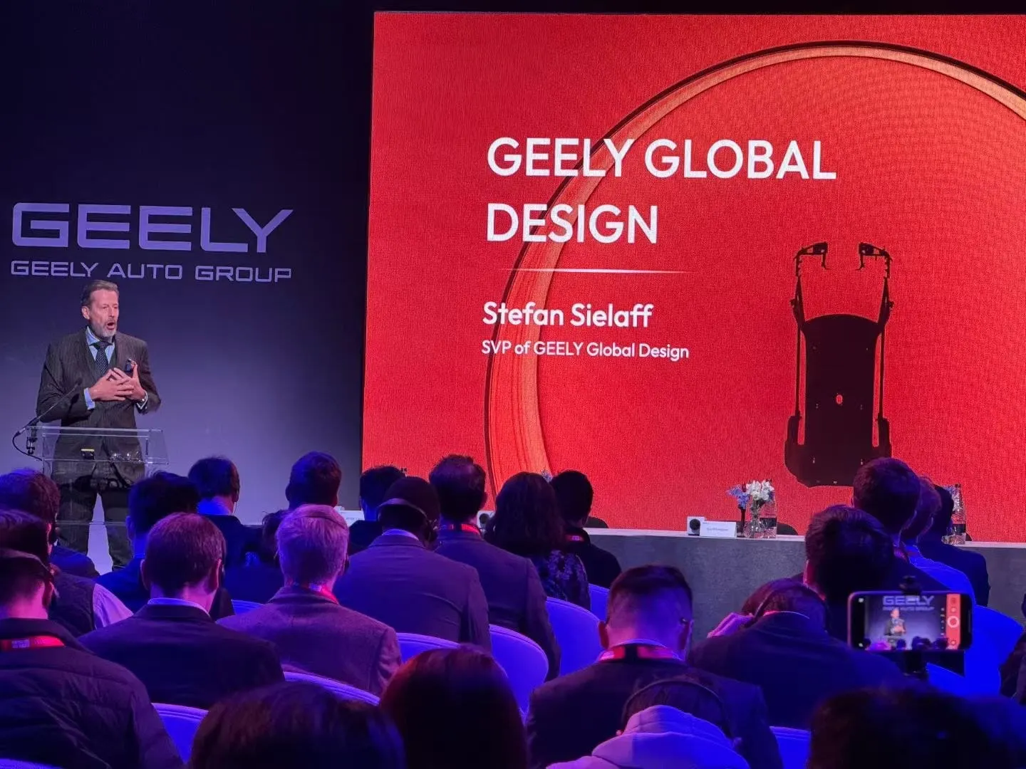 Geely Global Design presentation at the London brand launch.